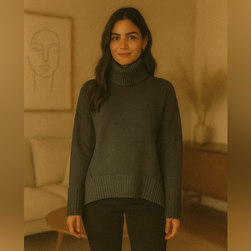 Romeo + Juliet Couture size Small gray turtleneck sweater longer in back